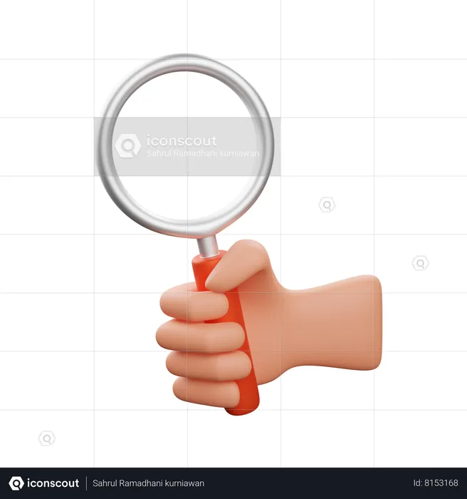 Hand Holding Magnifying Glass  3D Icon