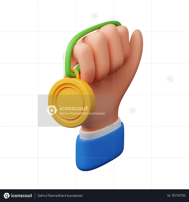 Hand Holding Medal  3D Icon