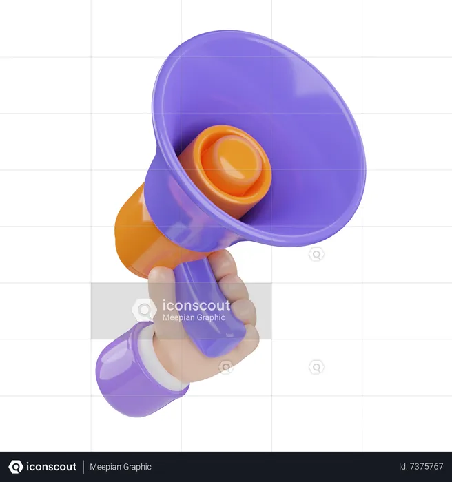 Hand Holding Megaphone  3D Icon