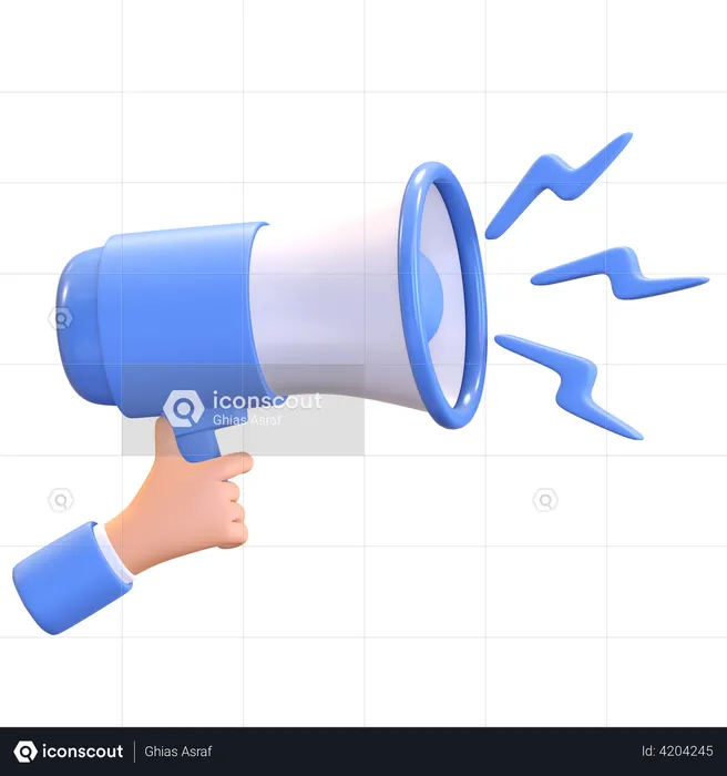 Hand holding megaphone  3D Illustration