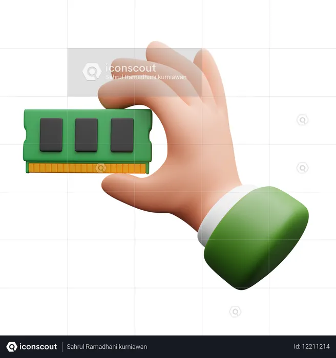 Hand Holding Memory Card  3D Icon