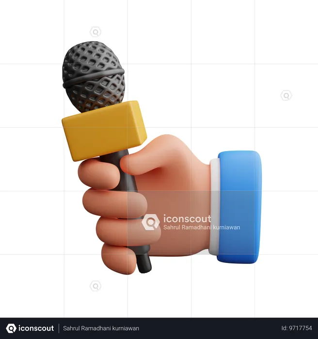 Hand holding microphone  3D Icon