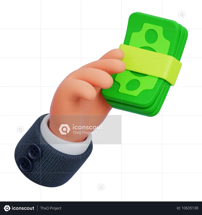 Hand Holding Money  3D Icon