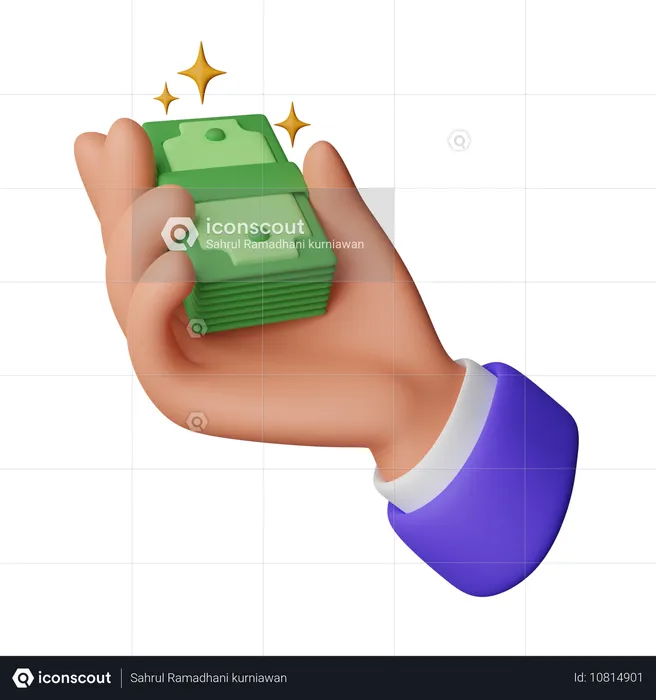 Hand holding Money  3D Icon