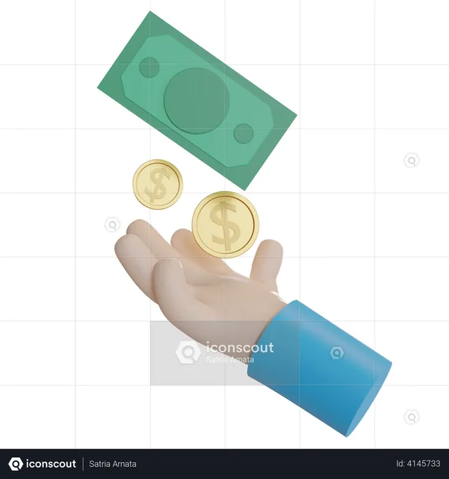 Hand Holding Money  3D Illustration