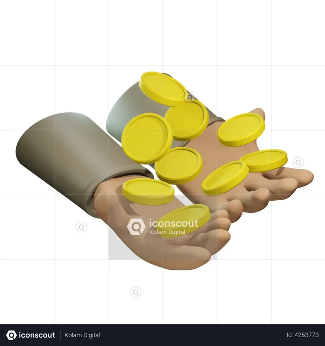 Hand Holding Money  3D Illustration