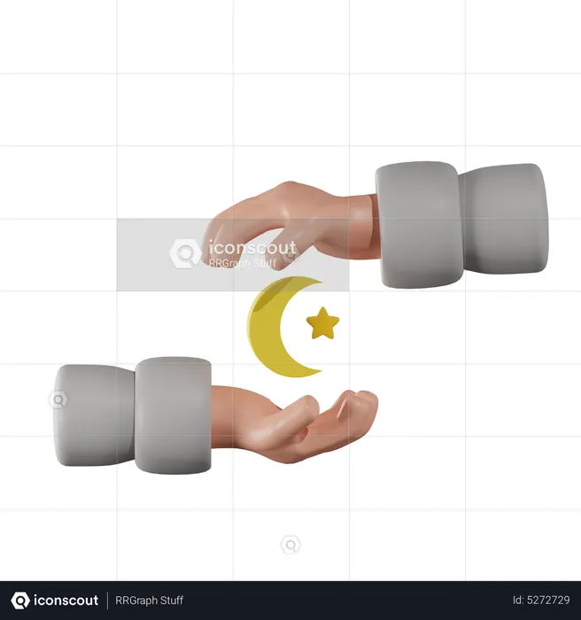Hand Holding Moon  3D Icon