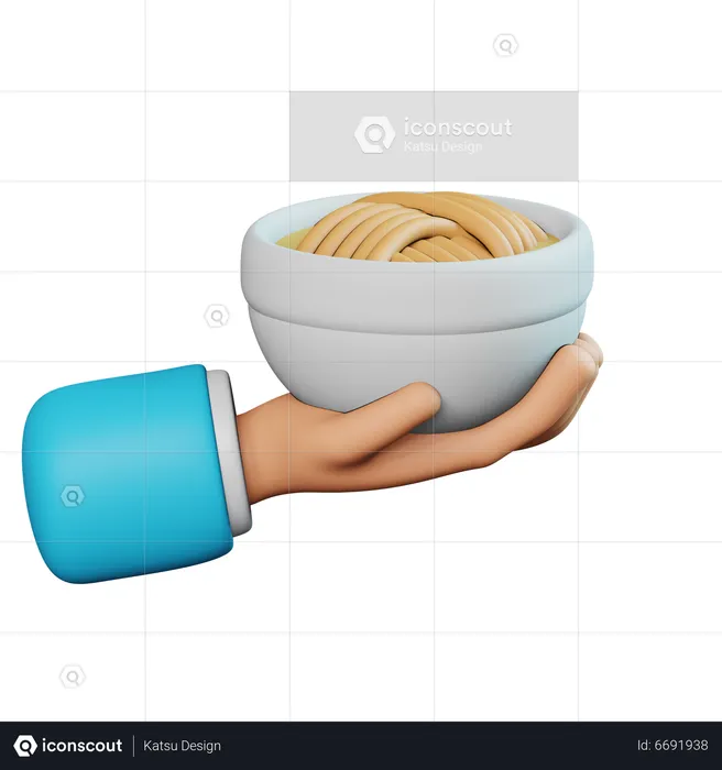 Hand Holding Noodle Food  3D Icon