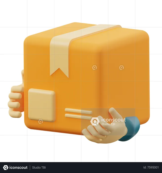 Hand Holding Package  3D Icon