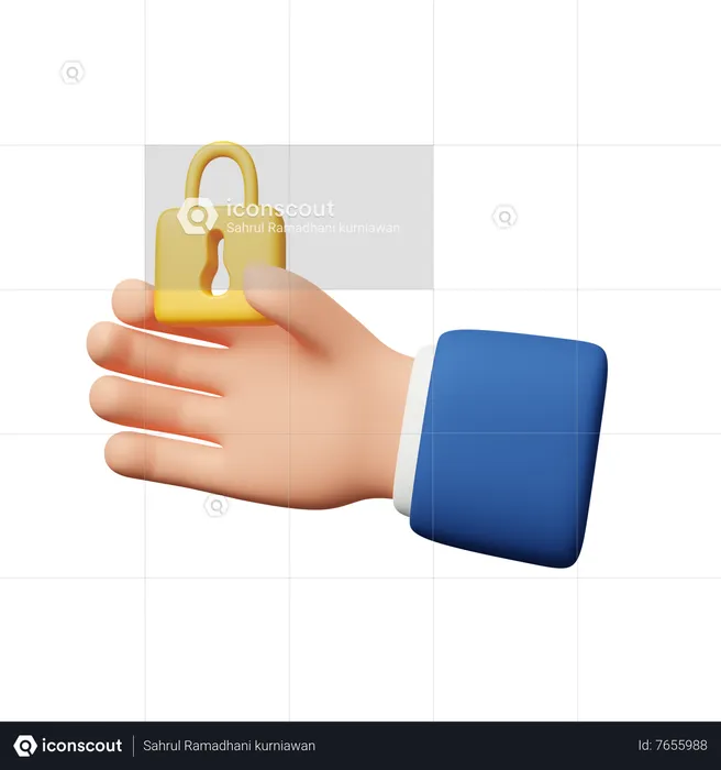 Hand Holding Padlock  3D Icon