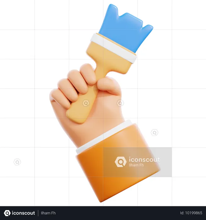 Hand holding paint brush  3D Icon