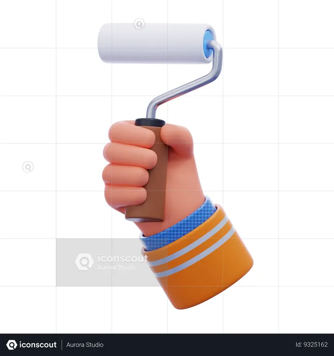 Hand holding paint roller  3D Icon