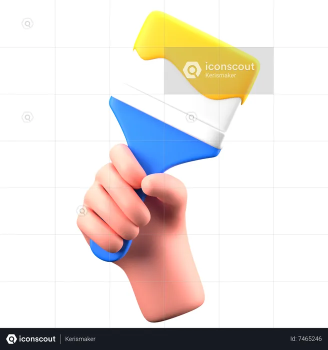 Hand Holding Paintbrush  3D Icon