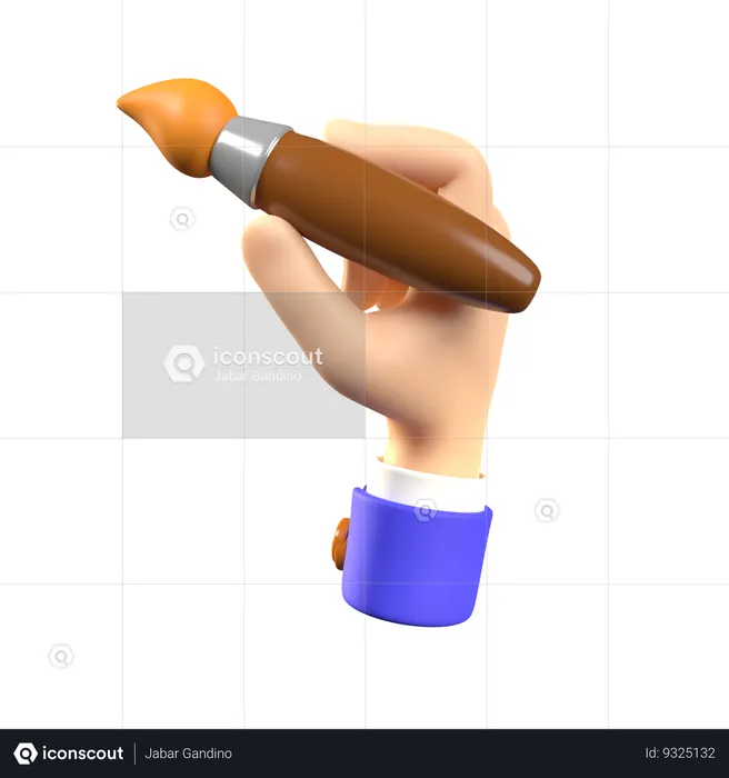 Hand Holding Painting Brush  3D Icon