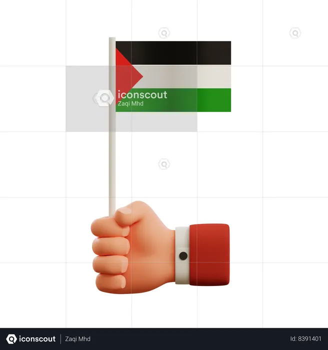 Hand Holding Palestine Flag Emoji 3D Icon