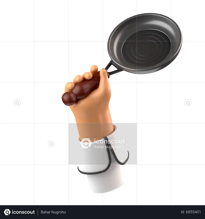 Hand holding pan  3D Icon