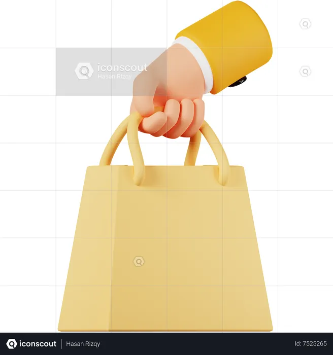 Hand Holding Paper Bag  3D Icon