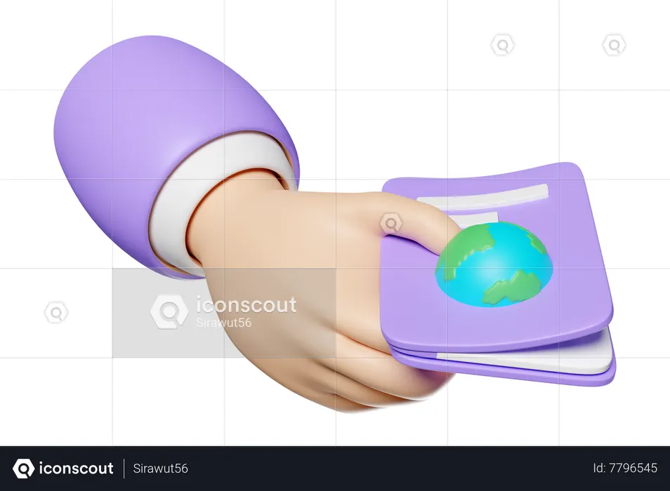Hand Holding Passport  3D Icon