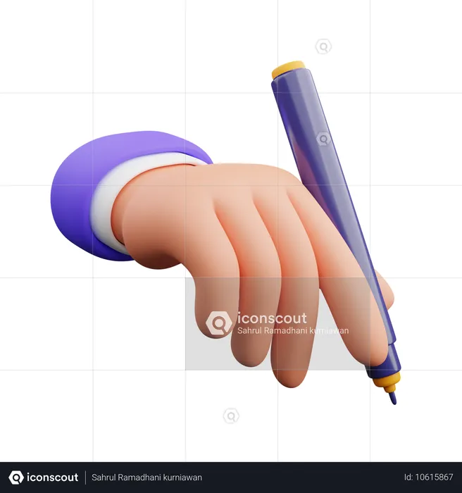 Hand holding pen  3D Icon