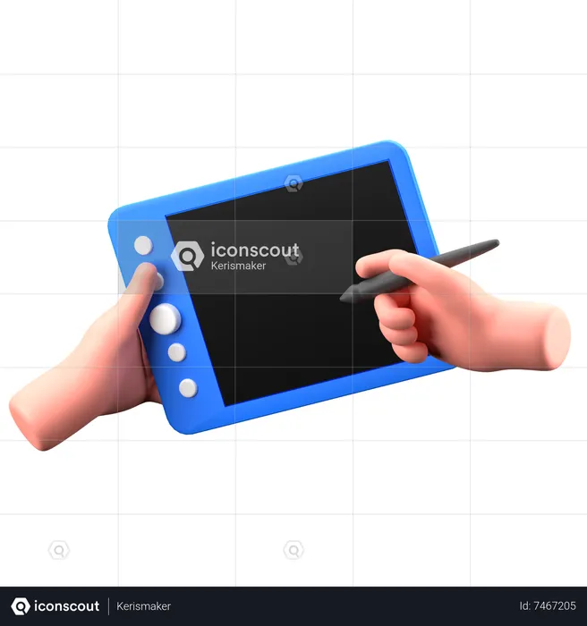 Hand Holding Pen tablet  3D Icon
