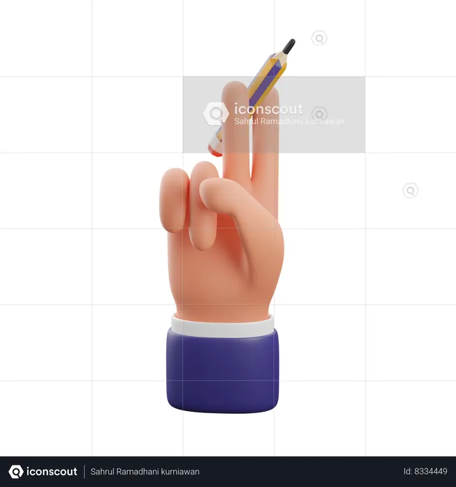 Hand holding pencil  3D Icon