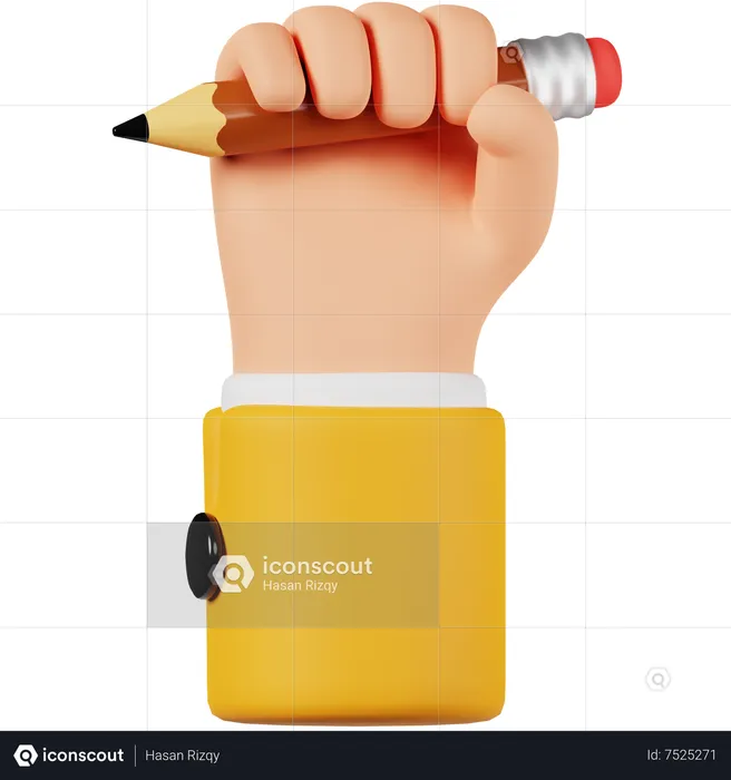 Hand Holding Pencil  3D Icon