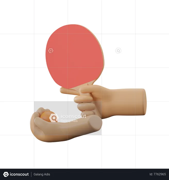 Hand Holding Ping-Pong  3D Icon