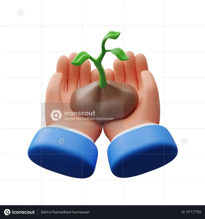 Hand holding plant  3D Icon