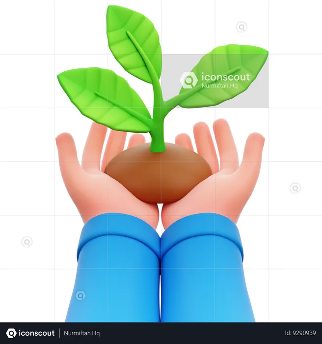 Hand Holding Plant  3D Icon