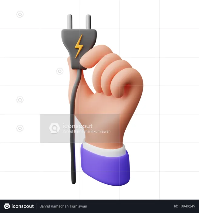 Hand holding Plug  3D Icon