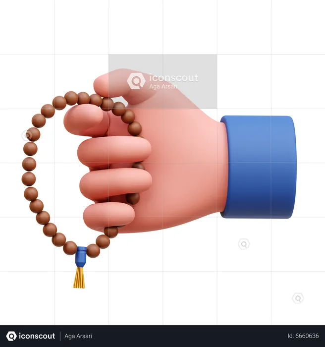 Hand With Prayer Beads  3D Icon