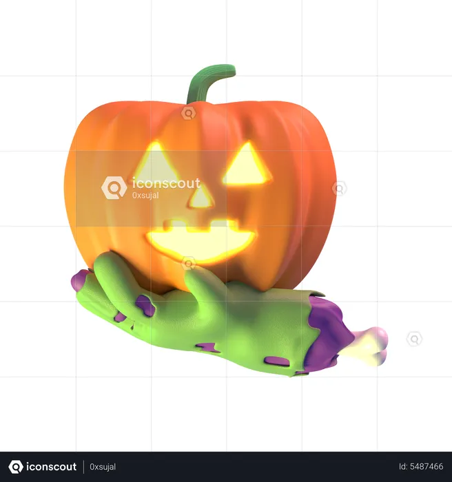 Hand Holding Pumpkin  3D Icon