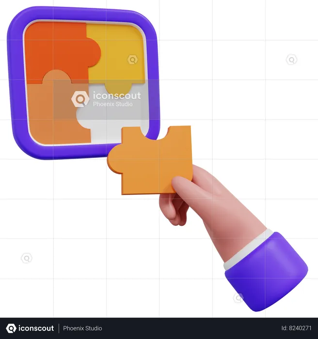 Hand Holding Puzzle  3D Icon