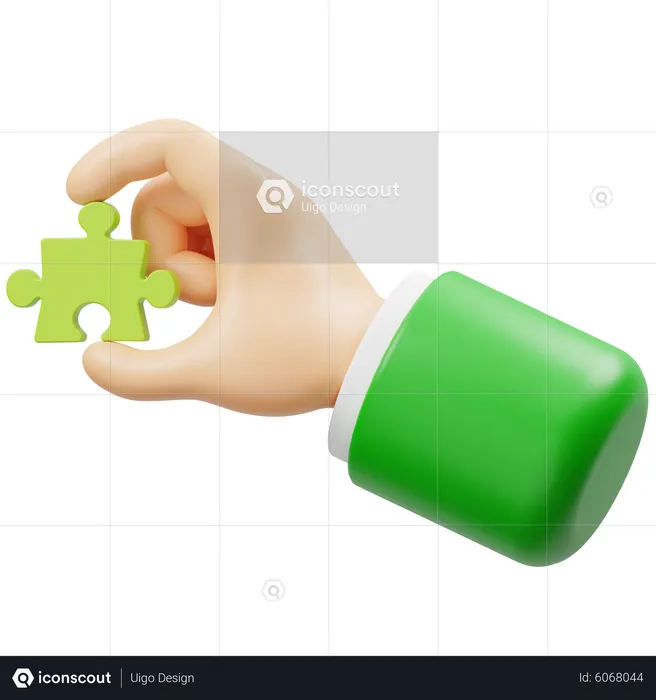 Hand Holding Puzzle Piece  3D Icon