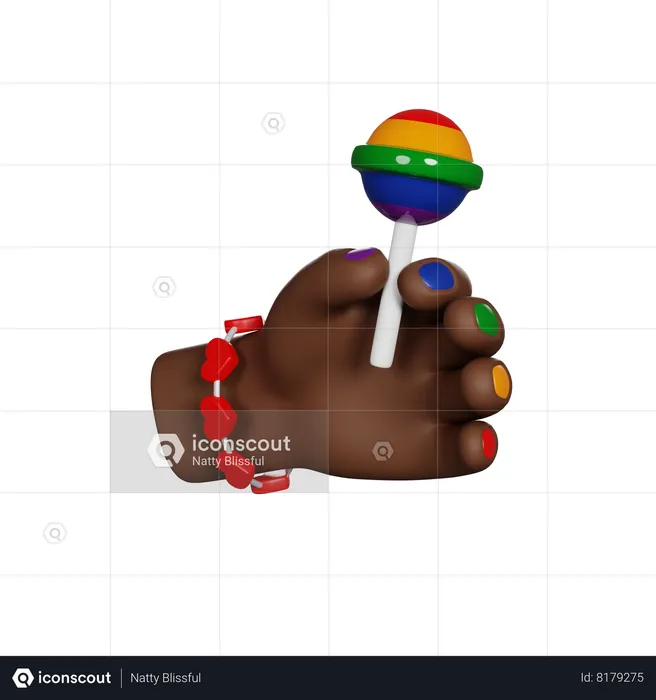 Hand Holding Rainbow Candy  3D Icon