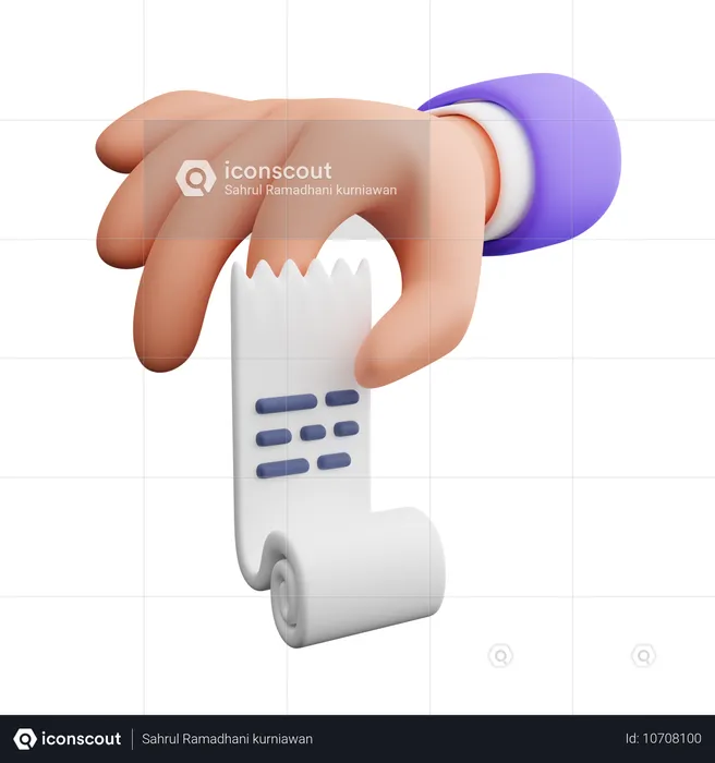 Hand Holding Receipt Bill  3D Icon