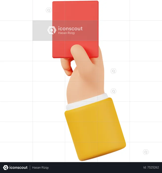 Hand Holding Red Card  3D Icon