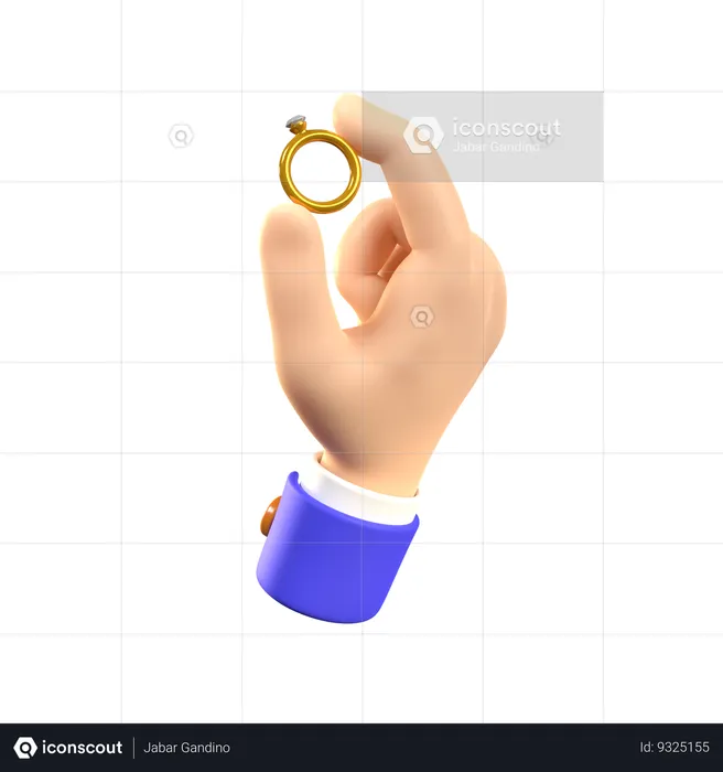 Hand Holding Ring  3D Icon