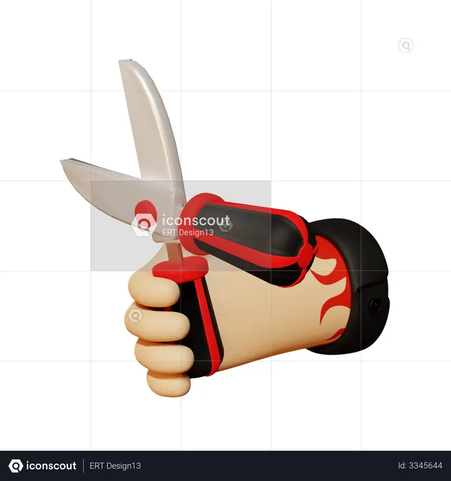Hand holding scissor  3D Illustration