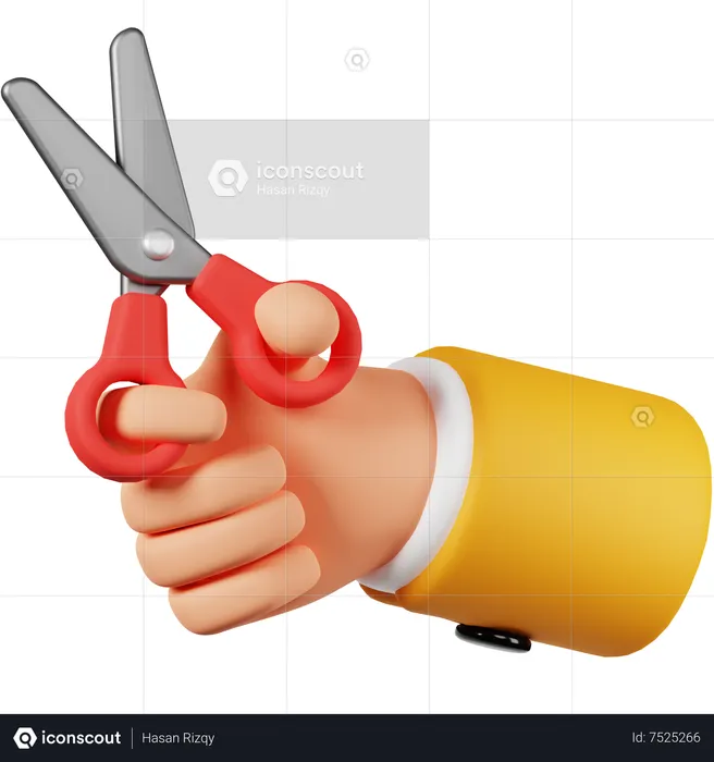 Hand Holding Scissor  3D Icon
