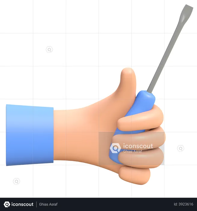 Hand holding screwdriver  3D Illustration