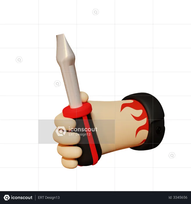 Hand holding screwdriver  3D Illustration