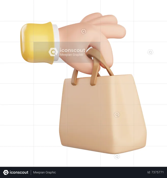 Hand Holding Shopping Bag  3D Icon