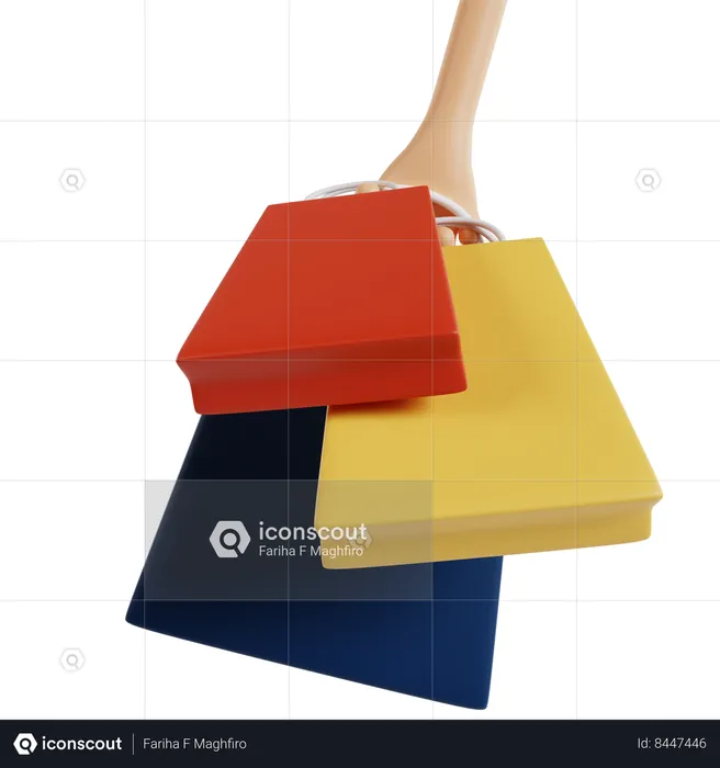 Hand Holding Shopping Bags  3D Illustration