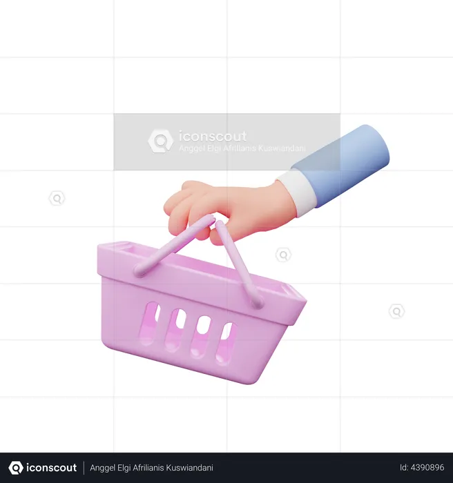Hand holding shopping basket  3D Illustration