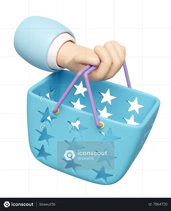 Hand Holding Shopping Basket  3D Icon