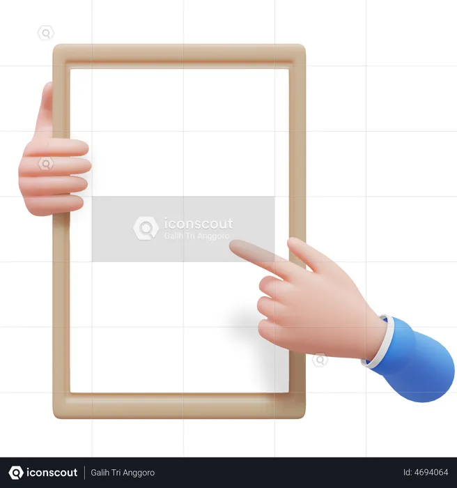 Hand Holding Signboard  3D Illustration