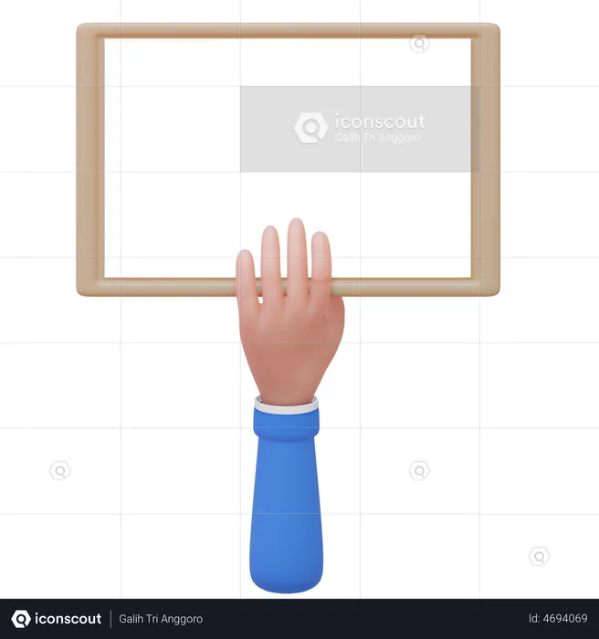 Hand Holding Signboard  3D Illustration