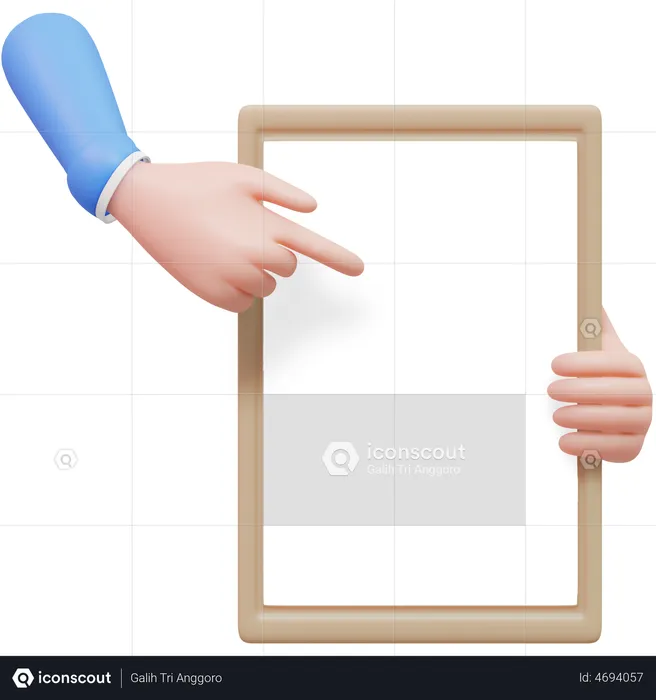 Hand Holding Signboard  3D Illustration