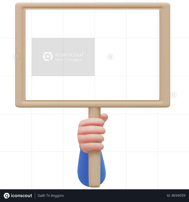 Hand Holding Signboard  3D Illustration
